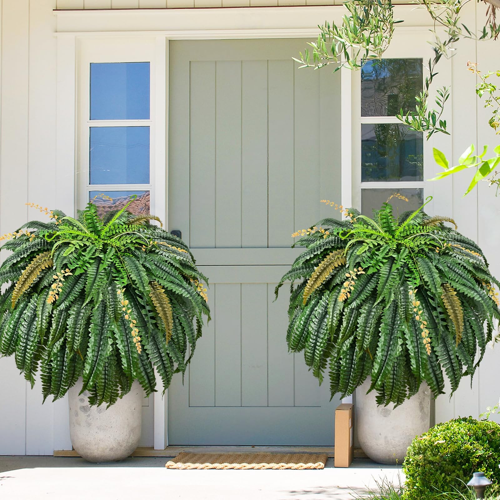 2PCS [133 Leaves Full Fake Ferns] Large Artificial Plants Outdoor, 48inch Art…