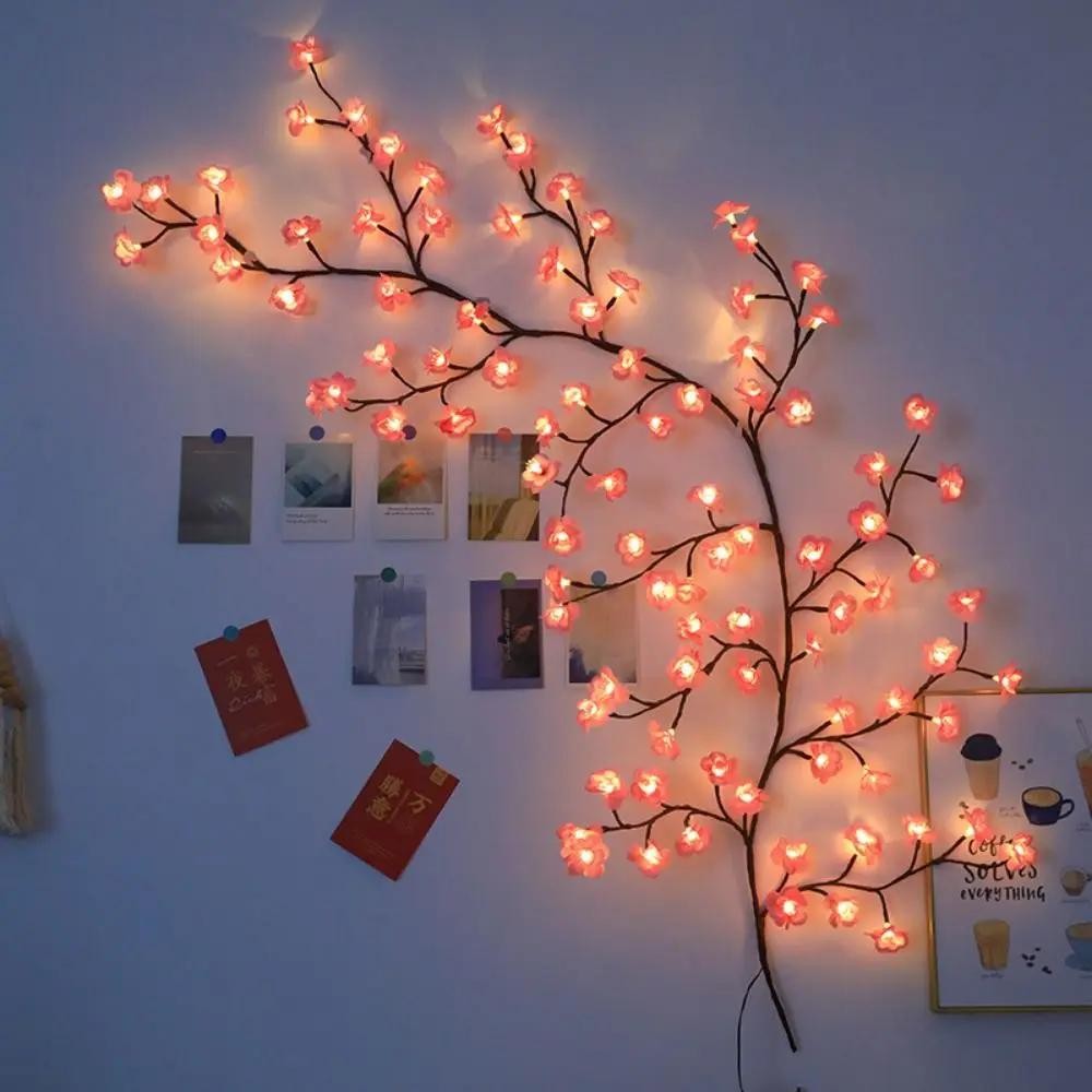 Cherry Blossom Vine LED String Lights Twig Garland Wall Door Home Christmas Deco