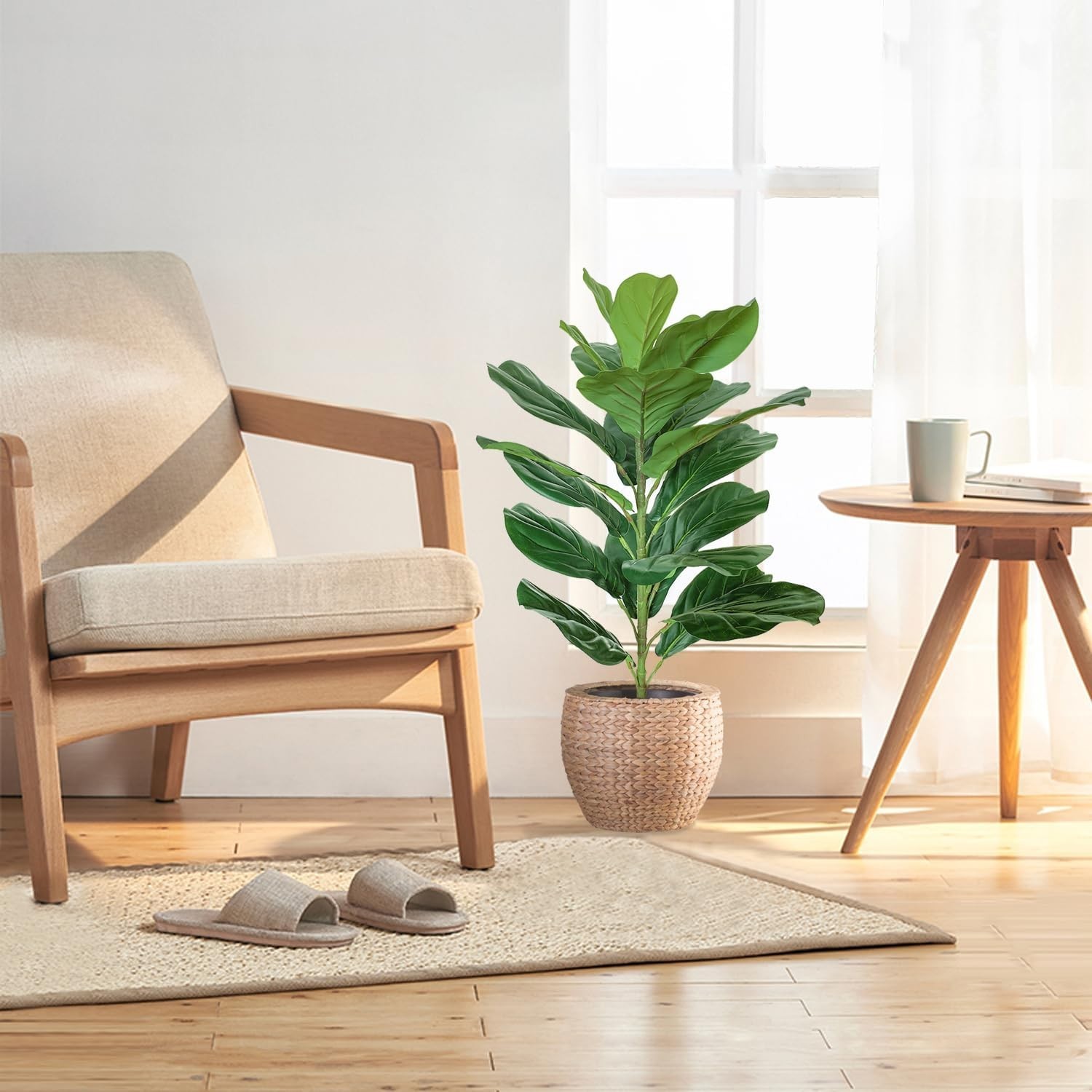 Chic 30-Inch Artificial Ficus Lyrata with Realistic Silk Leaves for Indoor Decor