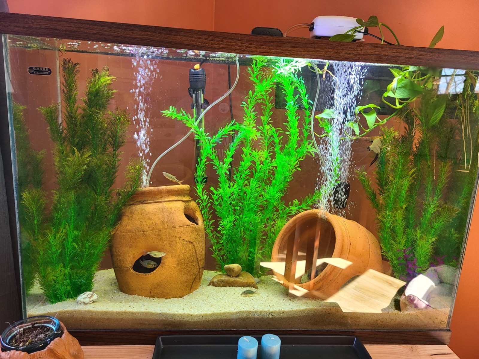Large Green Realistic Artificial Aquarium Plants Fish Tank Plastic Plants 23 In