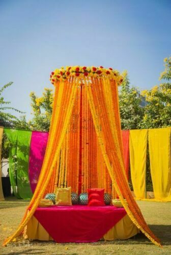 Indian Handmade Artificial Marigold Flower Garland Home Wedding Party Decoration