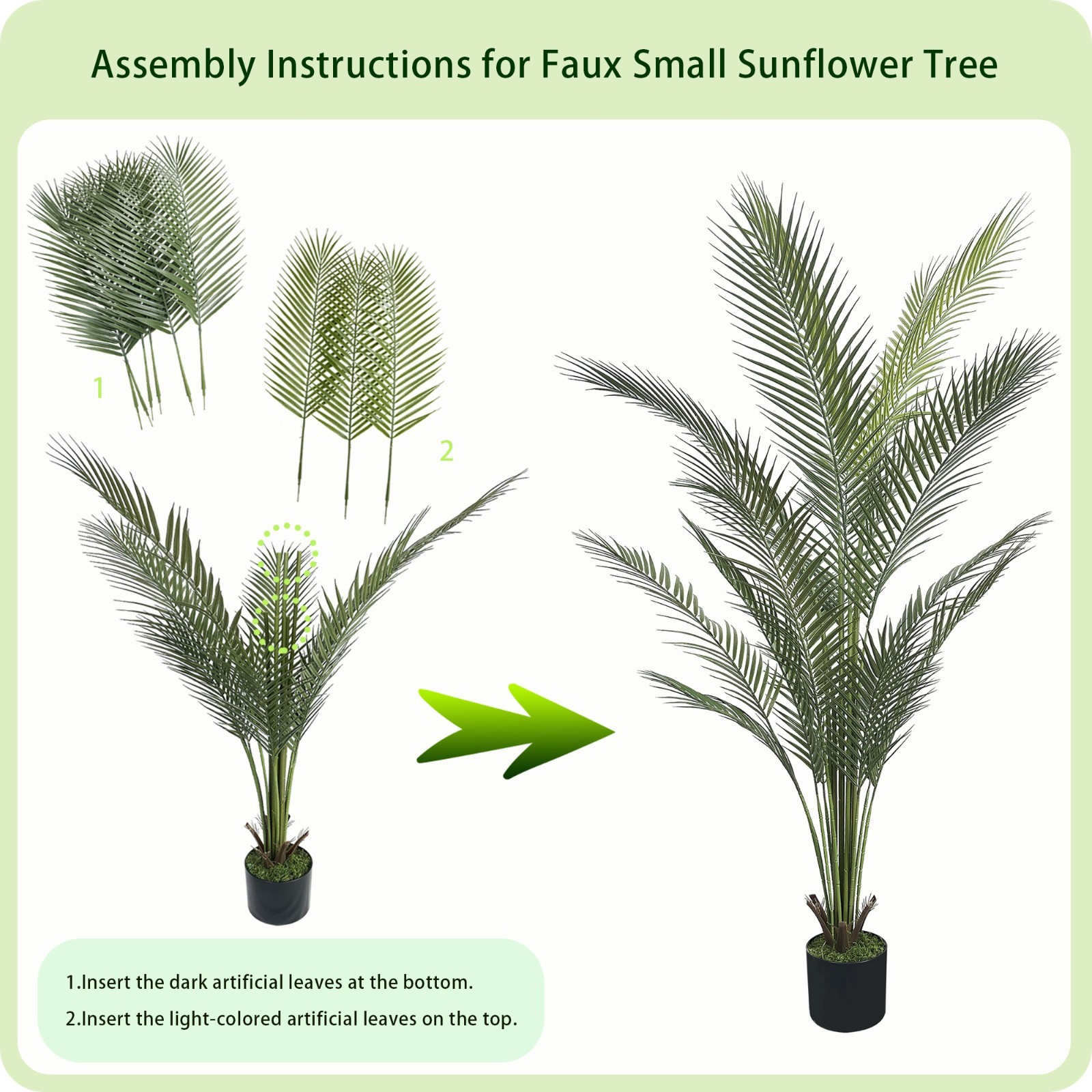 5ft Artificial Areca Palm Tree, 2 Pack Fake Tropical Plant, Potted Home Decor