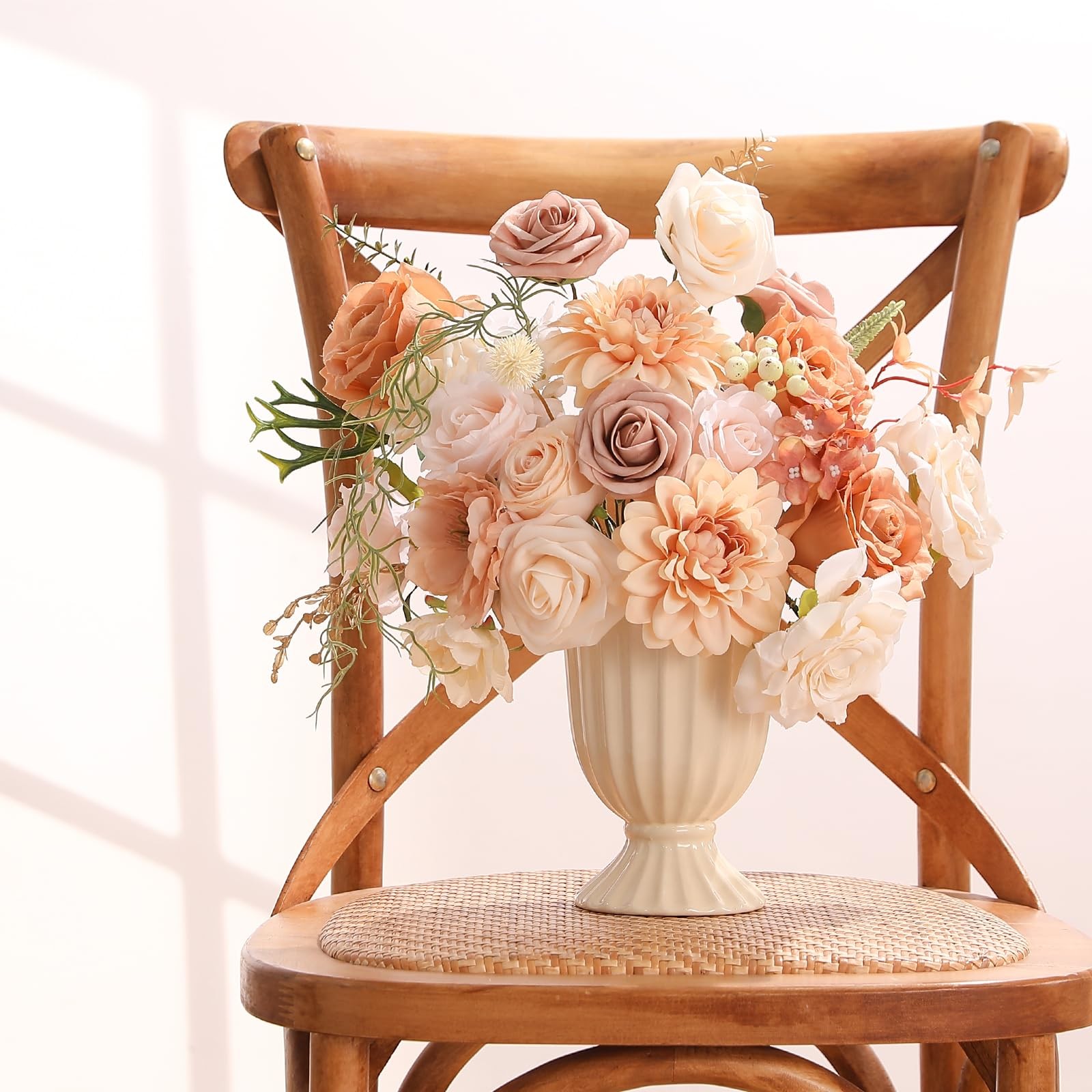 Artificial Flowers Rose Flowers Dahlia with Stems for DIY Wedding Bridal Bouq…