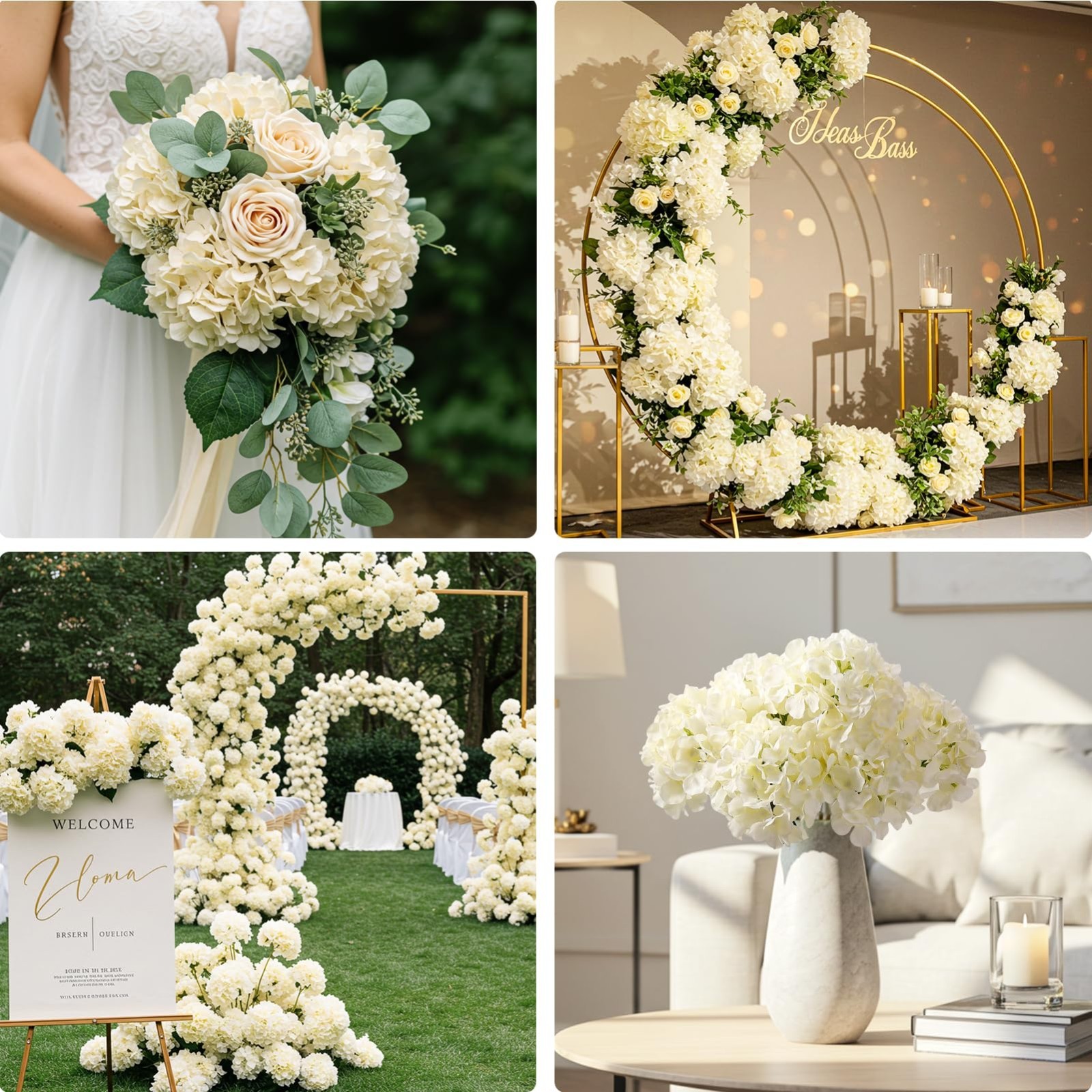404PCS Hydrangea Artificial Flowers – Lifelike Silk Flower Heads & Stems for Wed