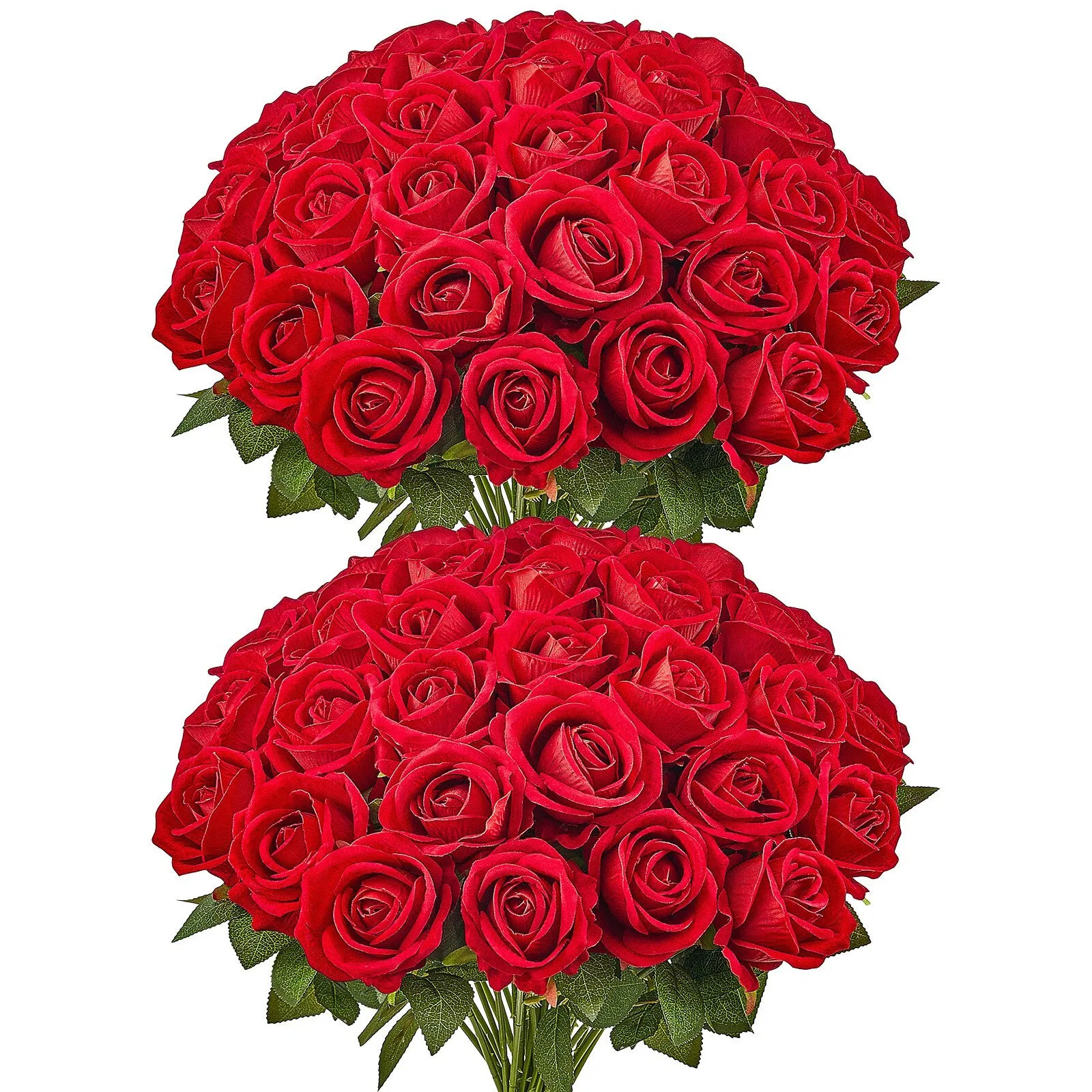 Artificial Flowers, 60 pcs Real Looking Red Foam Fake Roses Bulk, Faux Red Brida