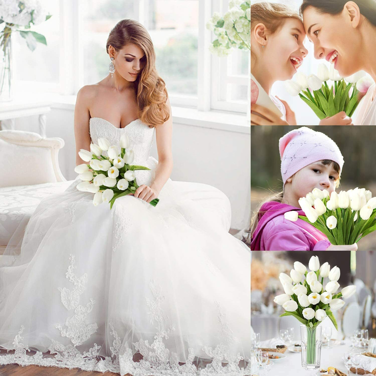 10PCS Artificial Lifelike Tulip Flowers Bouquet for Wedding Party Home Decor USA
