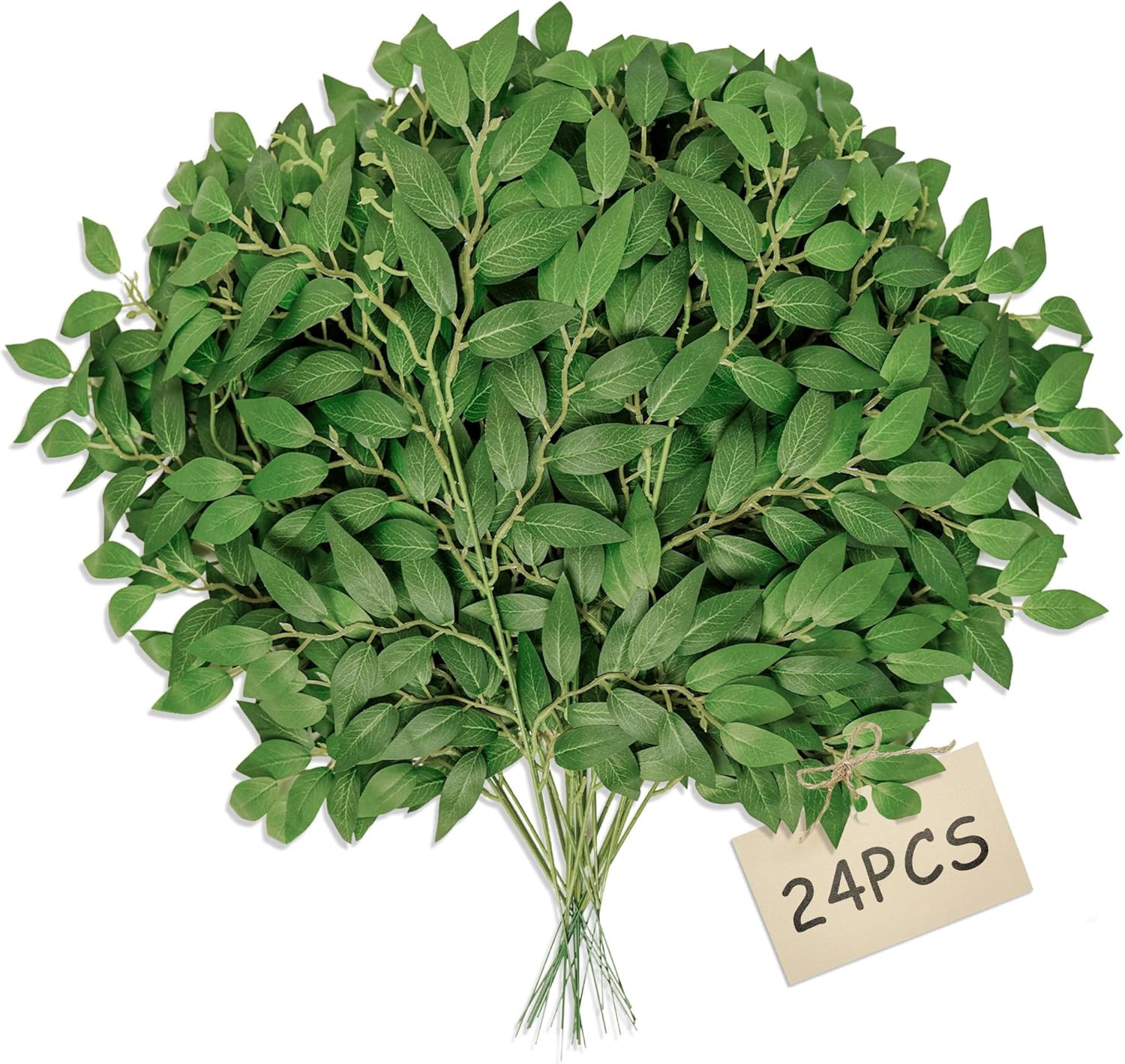 Fake Leaves(24Pack) Faux Greenery Stems,Silk Greenery,Artificial Tree Branches,F