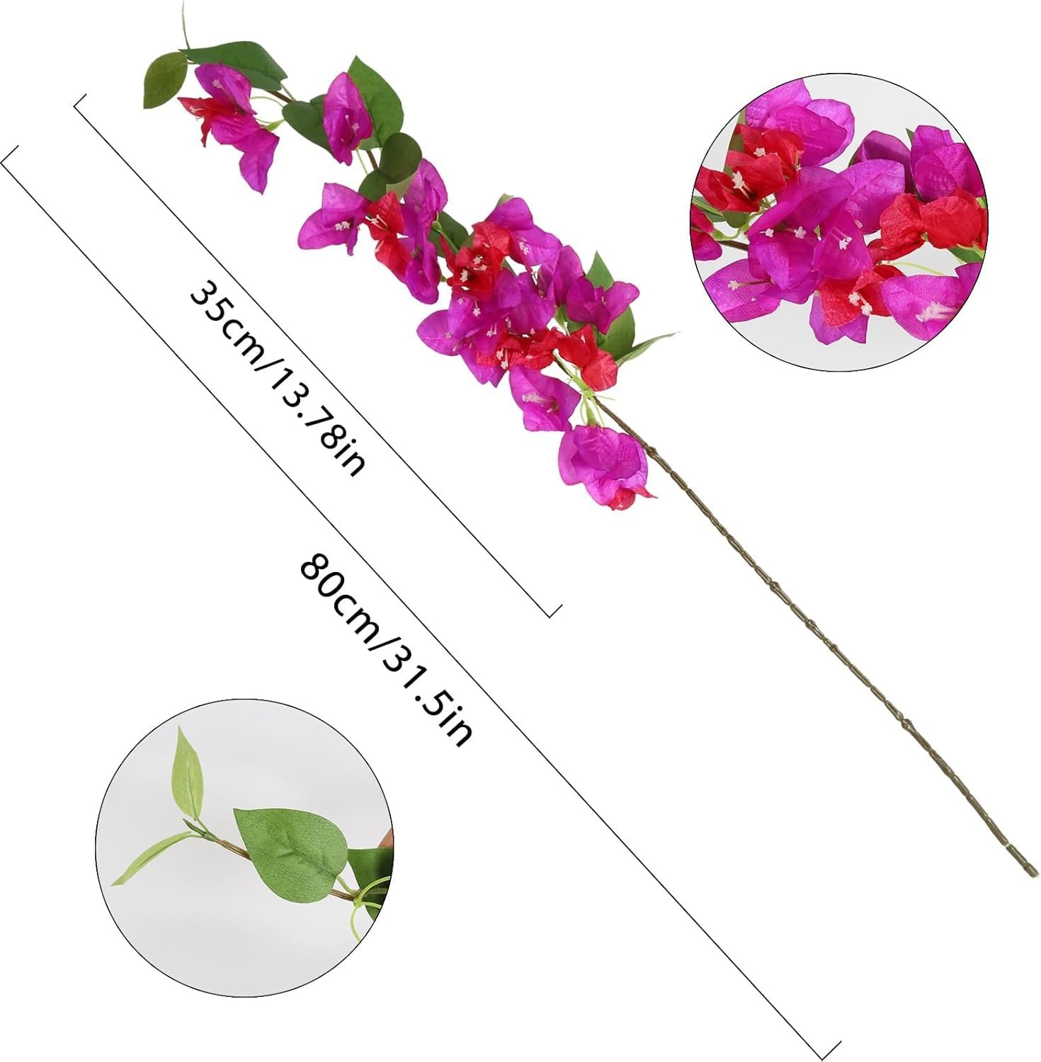 12PCS Bougainvillea Artificial Flowers 31.50″ Long Stem Faux Silk Bougainvill…