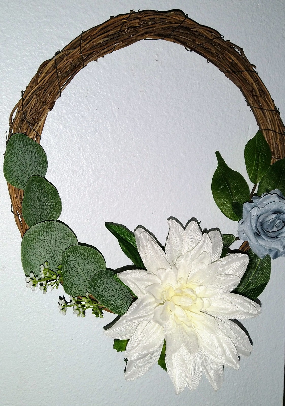 Handmade Floral with Eucalyptus Leaves and Greenery Spring 12″ Grapevine Wreath
