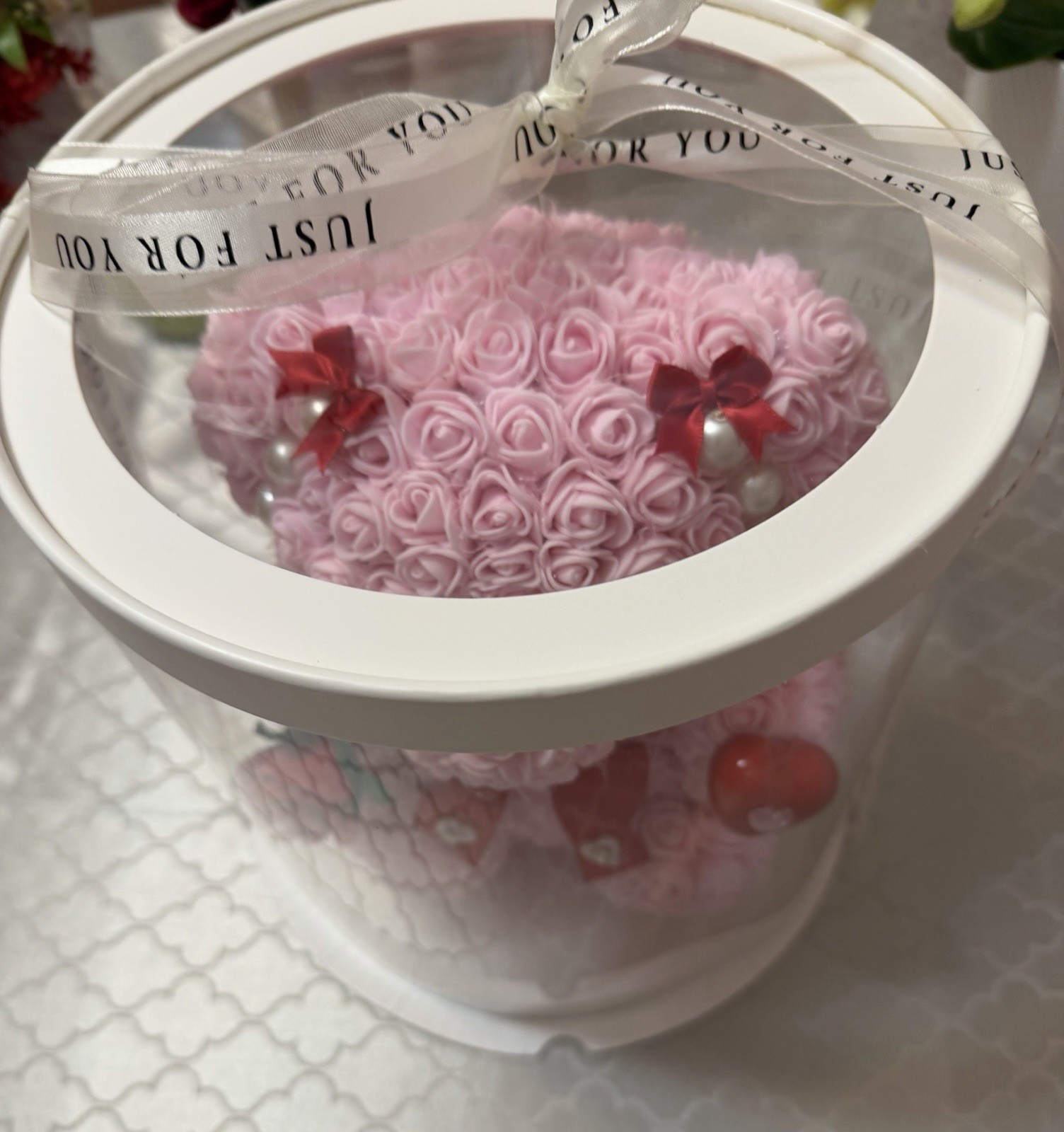 Adorable Pink Marshmallow Teddy Bear 9″-Unique Handmade Gift for Mother’s Day