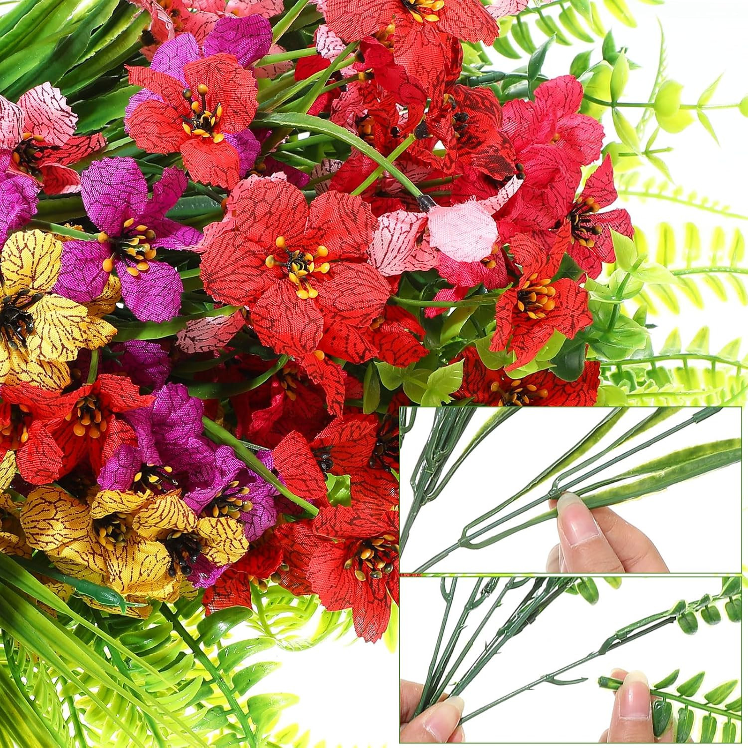 56 Bundles UV Resistant Artificial Flowers for Elegant Outdoor Decor
