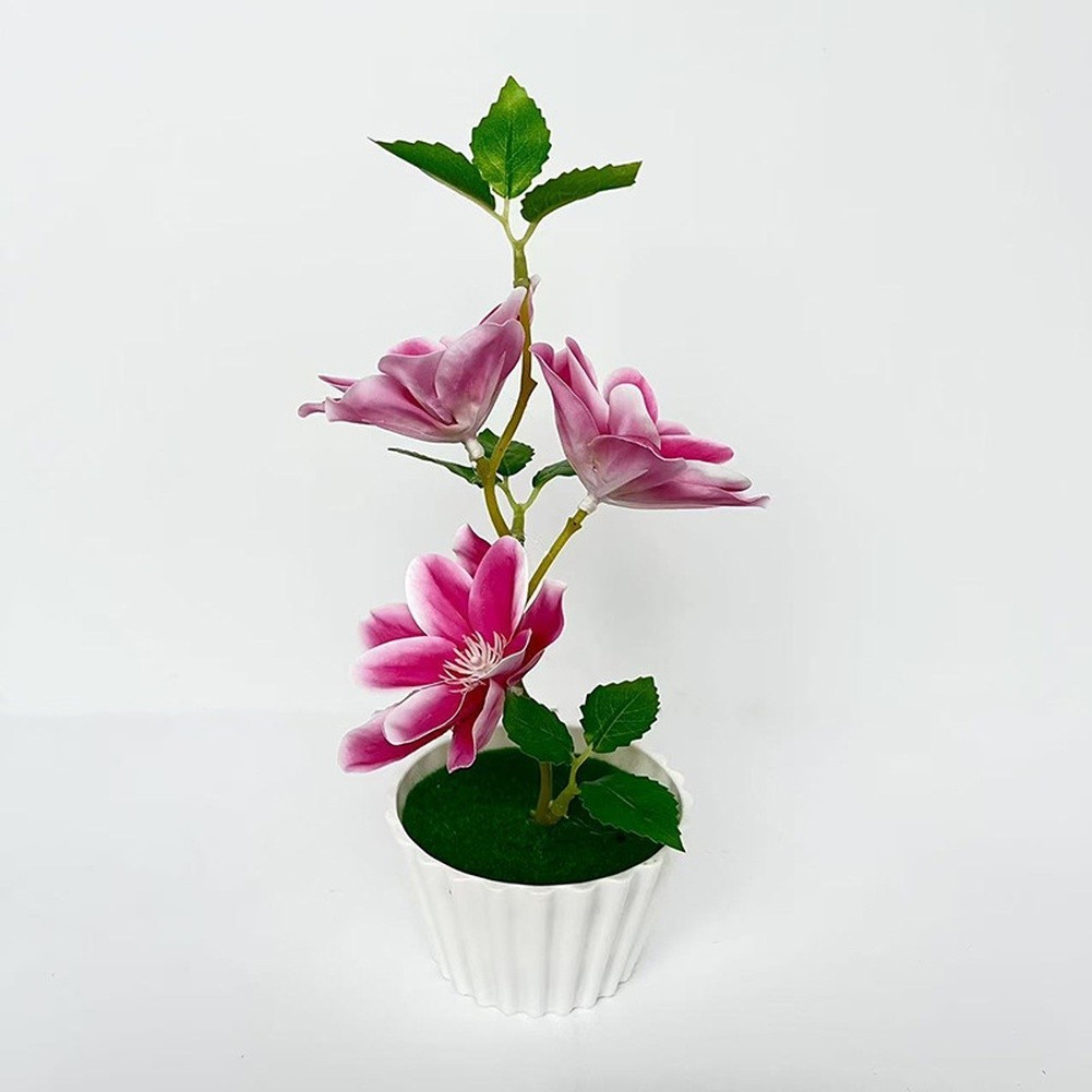 Artificial Magnolia Flowers 23cm for Cake Cup Decoration White Pink Purple