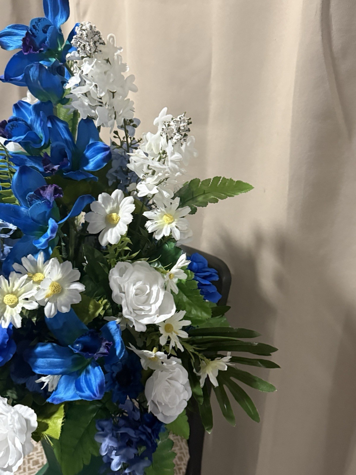 Cemetery Flowers Sympathy Grave Artificial Arrangement For Grave Blue Orchid