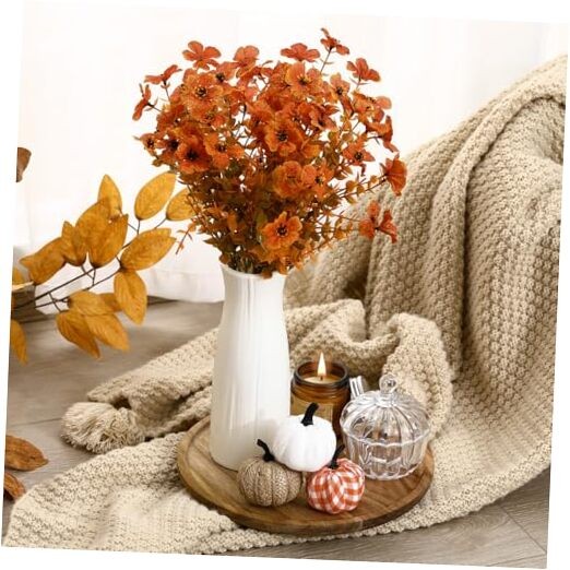 10 Pcs Fall Wooden Decorative Tray Set with Round Wood Tray Scented Candles