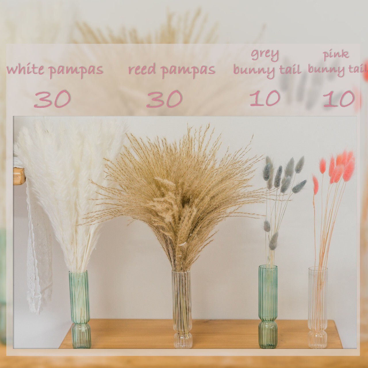 80 Pcs Natural Dried Pampas Grass Decor 17In for Mixed Floral Arrangement