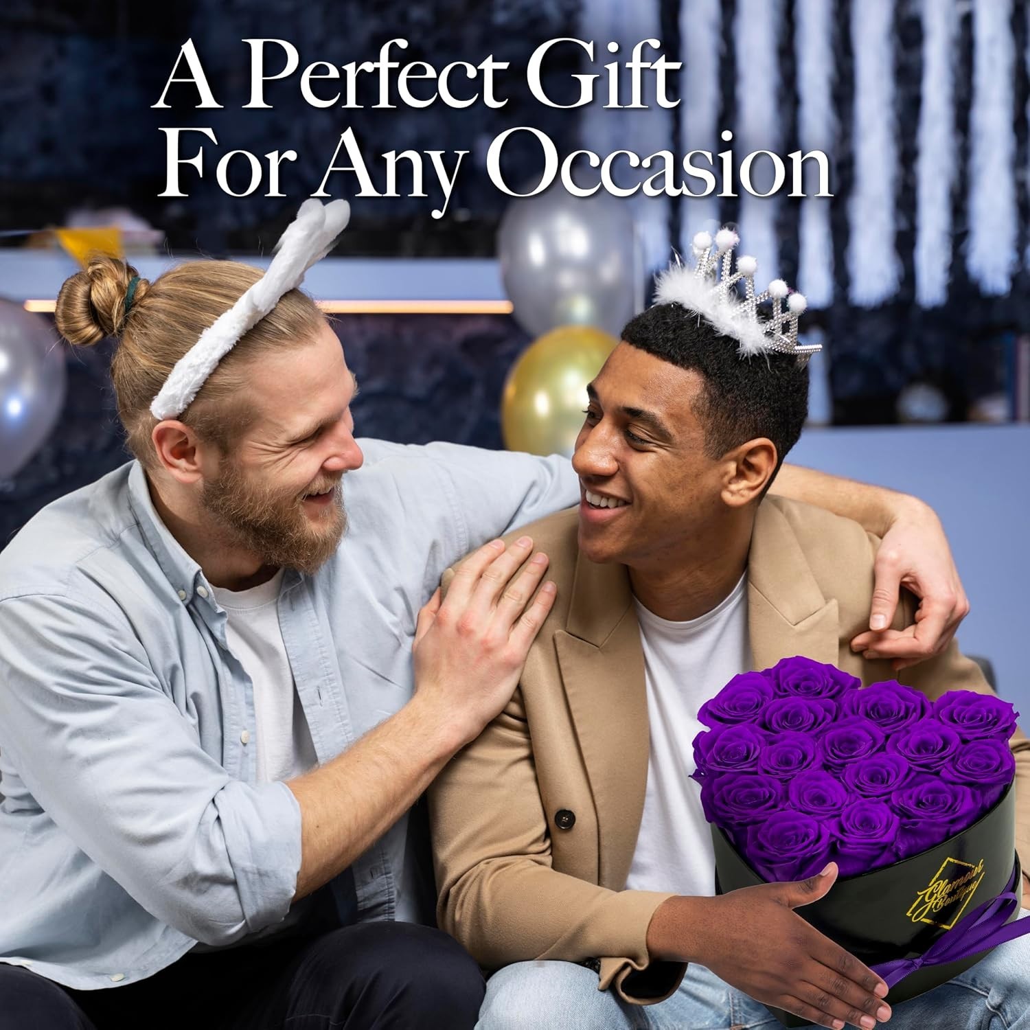 16 Purple Roses in Heart Shape Box – Eternal Love Gift