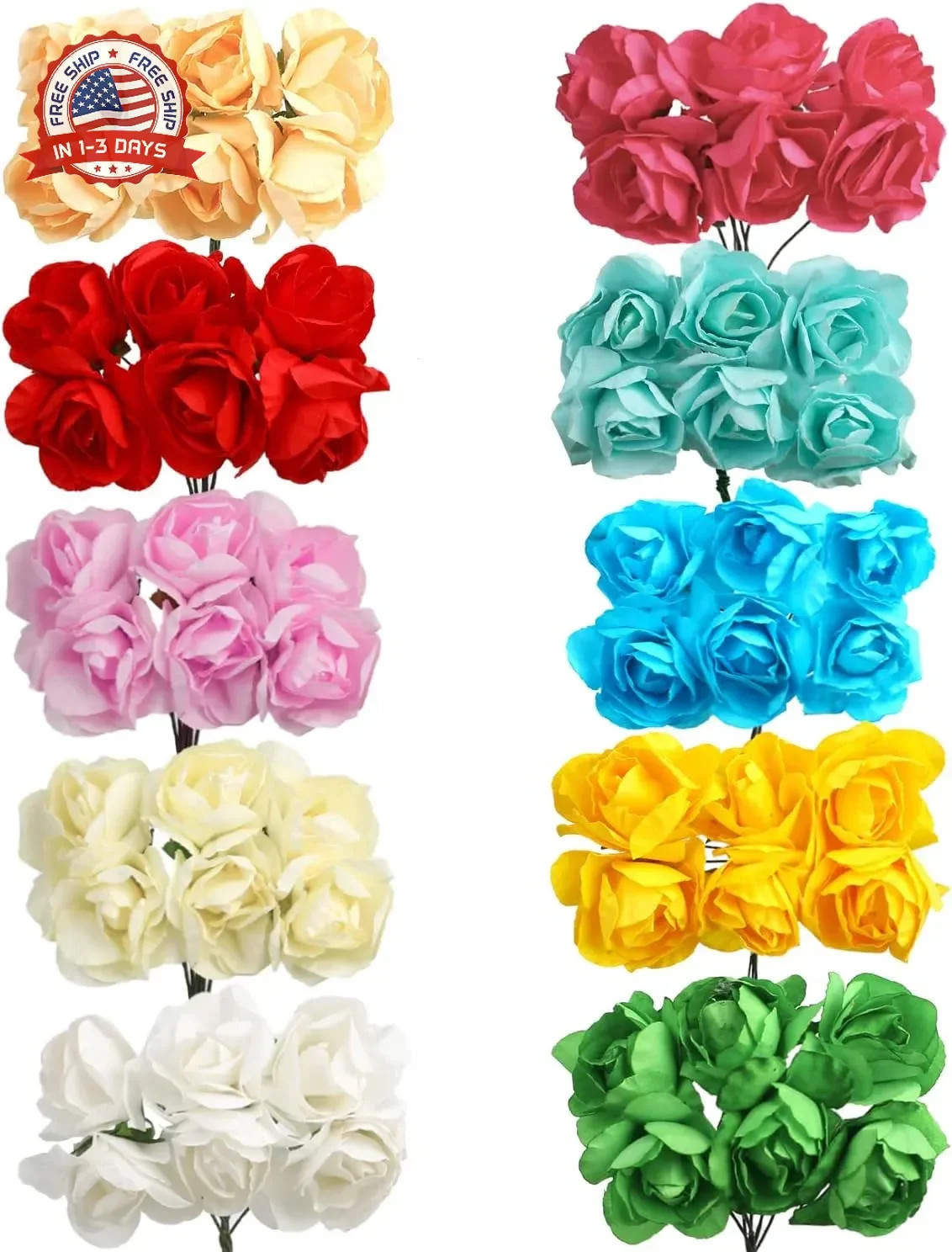CCINEE 120 PCS Mini Paper Flowers,30mm in Assorted Colors Artificial Flowers for