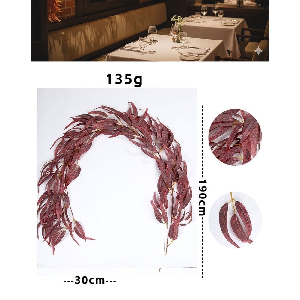 Artificial Eucalyptus Leaves Vine Rattan Fake Greenery for Wedding Table Home