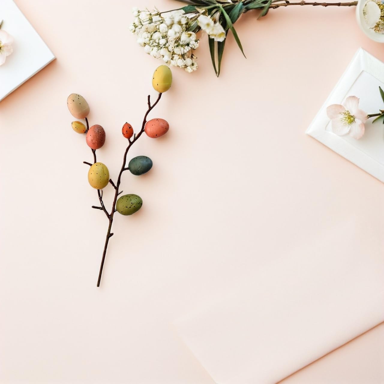 5 Pcs Artificial Easter Egg Tree Branches with Colorful Egg Picks and Floral …