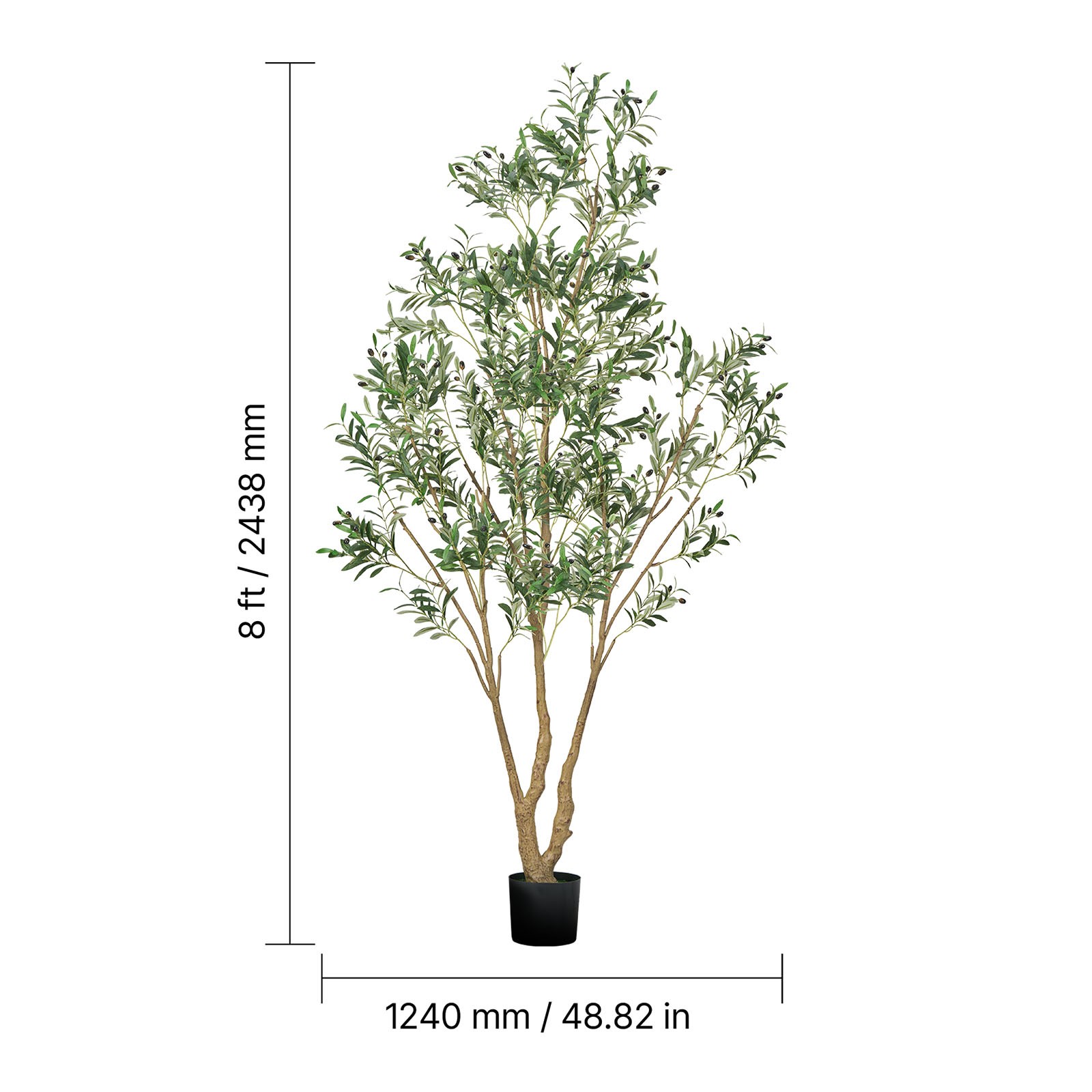 Uimoso Artificial Olive Tree 8ft Tall Faux Silk Plant Potted Indoor Home Decor