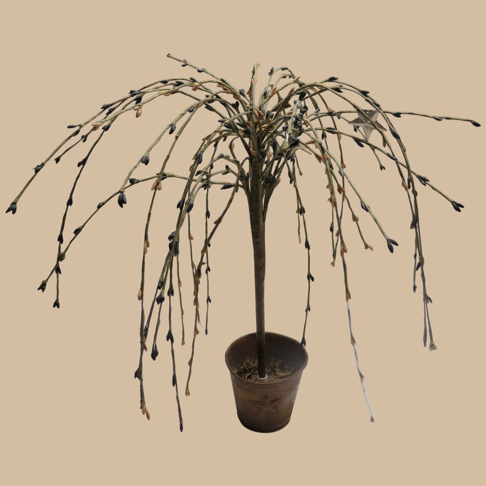 New Primitive Country Farmhouse PIP Berry Willow Tree Brn/Bg Berries & Stars 11″