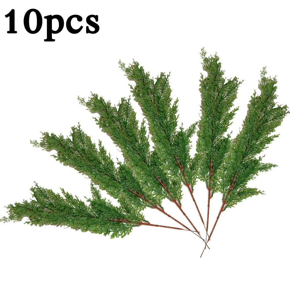 10* Artificial Pine Branches Flower DIY Fake Plants Christmas Tree Decor 42cm