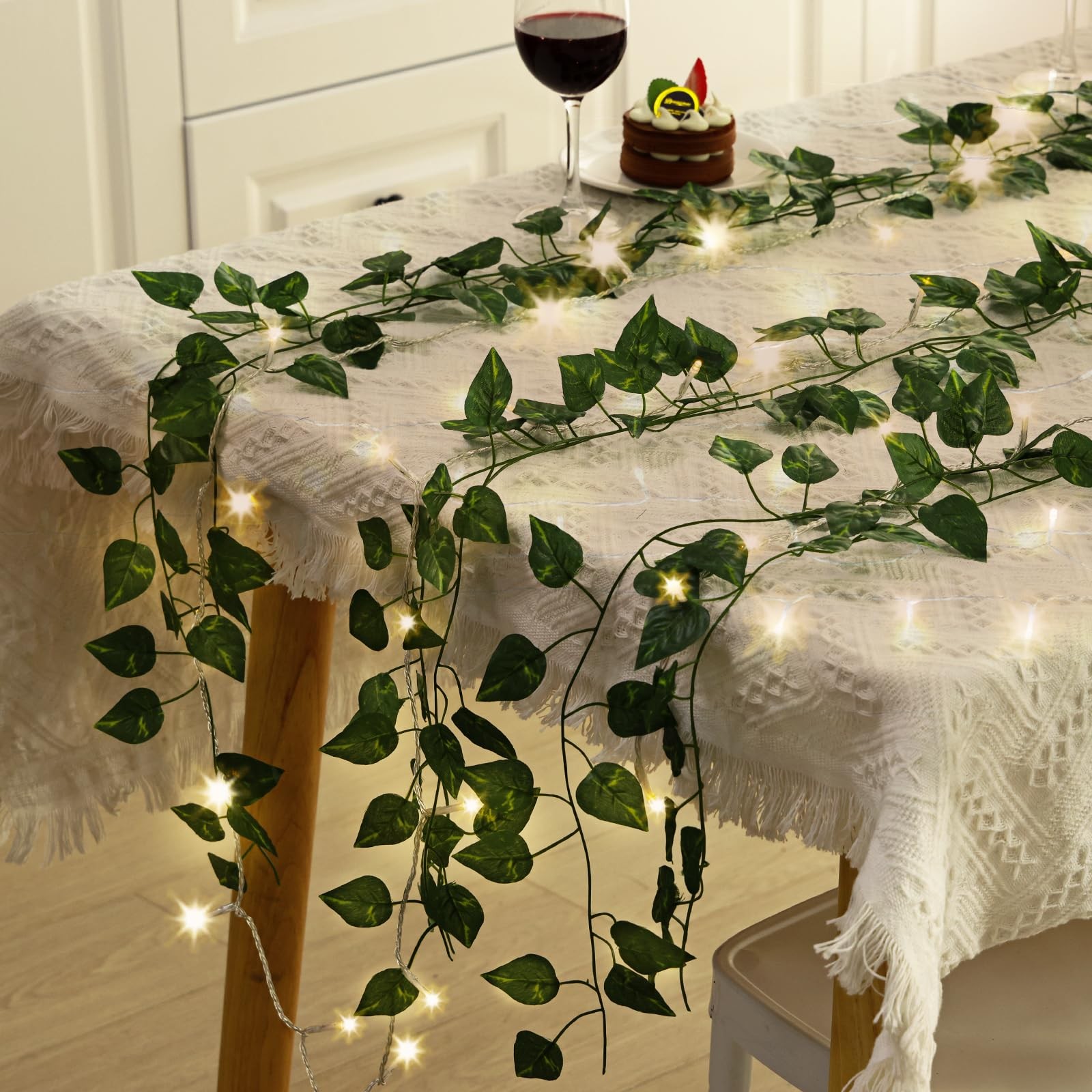 14 Pack 98ft Fake Ivy Vines, Artificial Ivy Garland with 100 LED String Light…