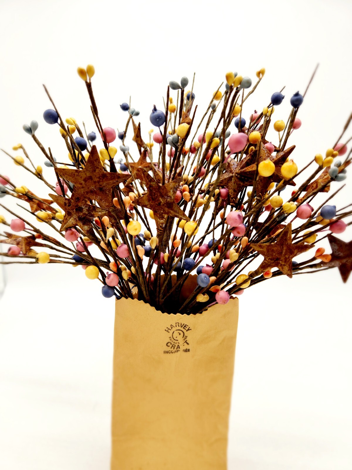 Blue Peach and Yellow Color Berry Picks Artificial Berries Spray Home Decor N612