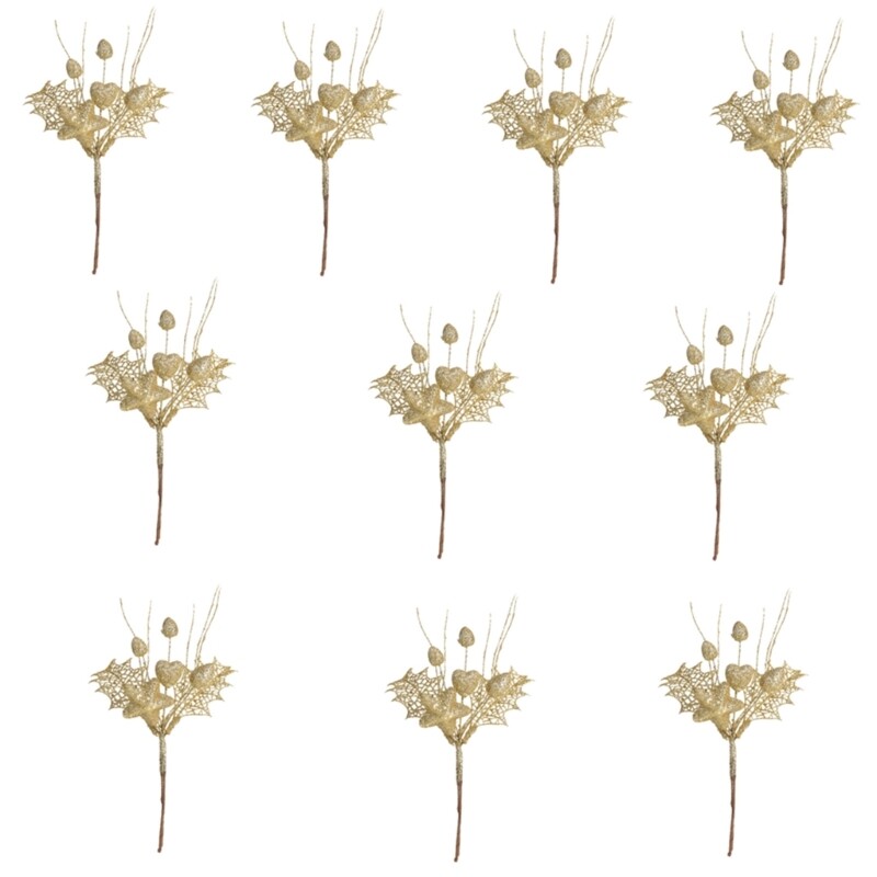 Decorative Gold Berries Sparkling Branch for Christmas Tree Vase Fillers