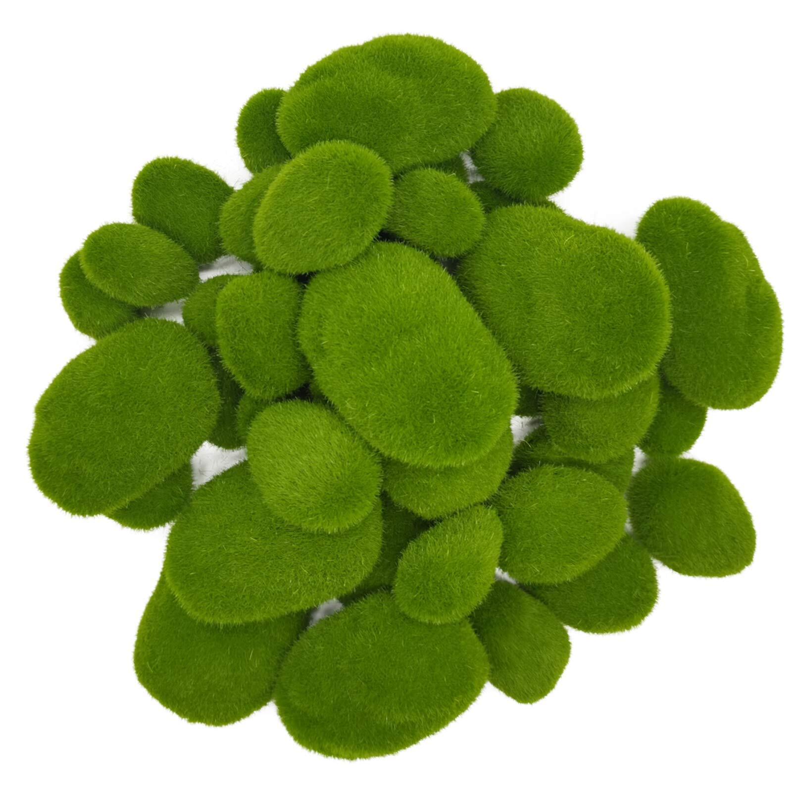 40PCS 4 Size Artificial Moss Rocks Decorative Green Moss BallsMoss Stones Gre…