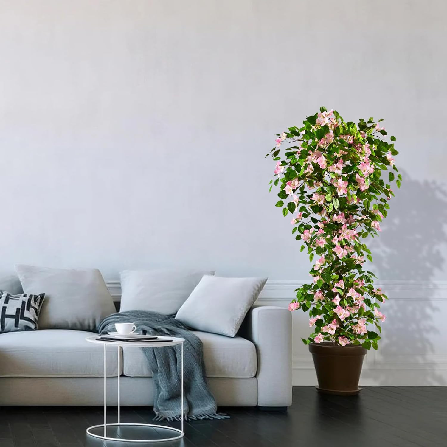 5FT Artificial Bougainvillea Tree – Realistic Pink/White Silk Floral Decor