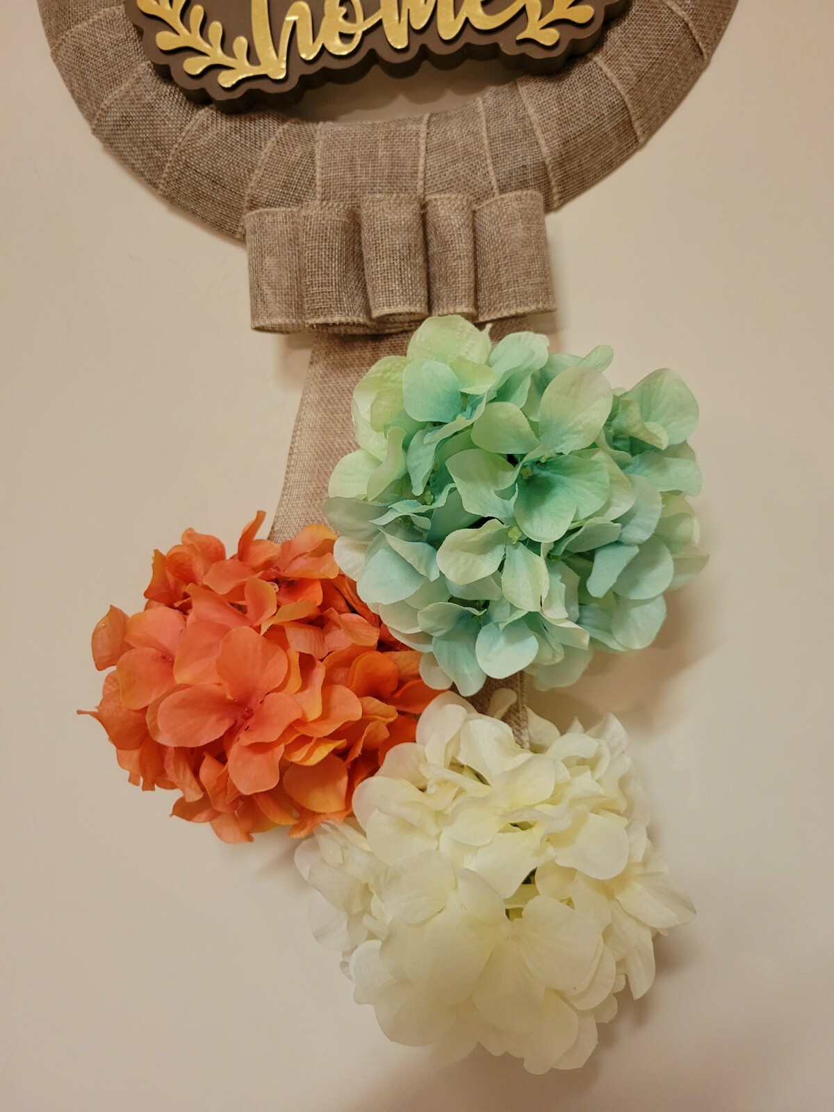 Golden HOME coral 3D BUTTERFLY wreat WHITE TEAL Hydrangeas HAPPY BEE burlap Door