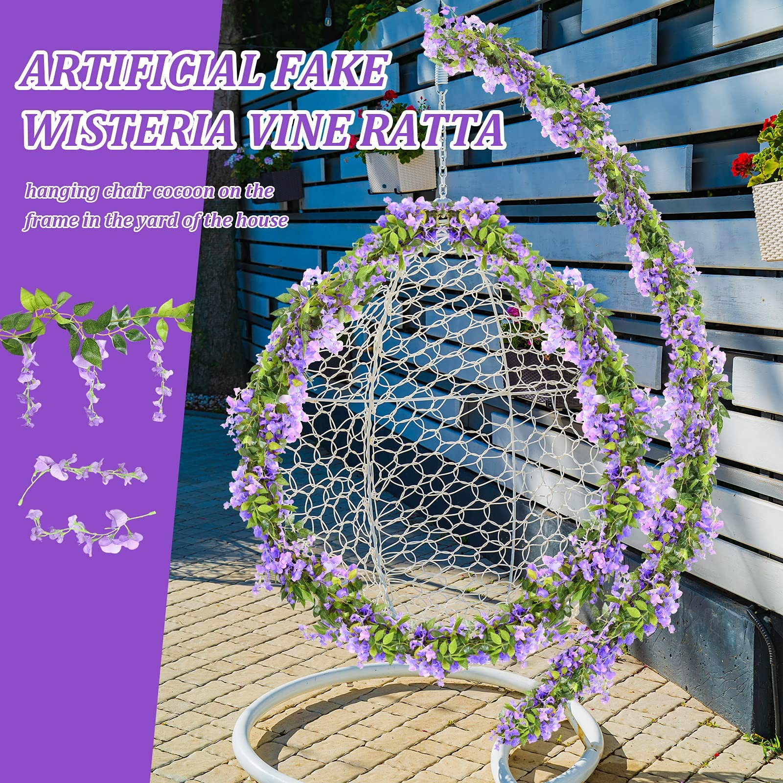 4 Pieces 26 Ft in Total Purple Wisteria Garland Hanging Flowers Artificial Vi…