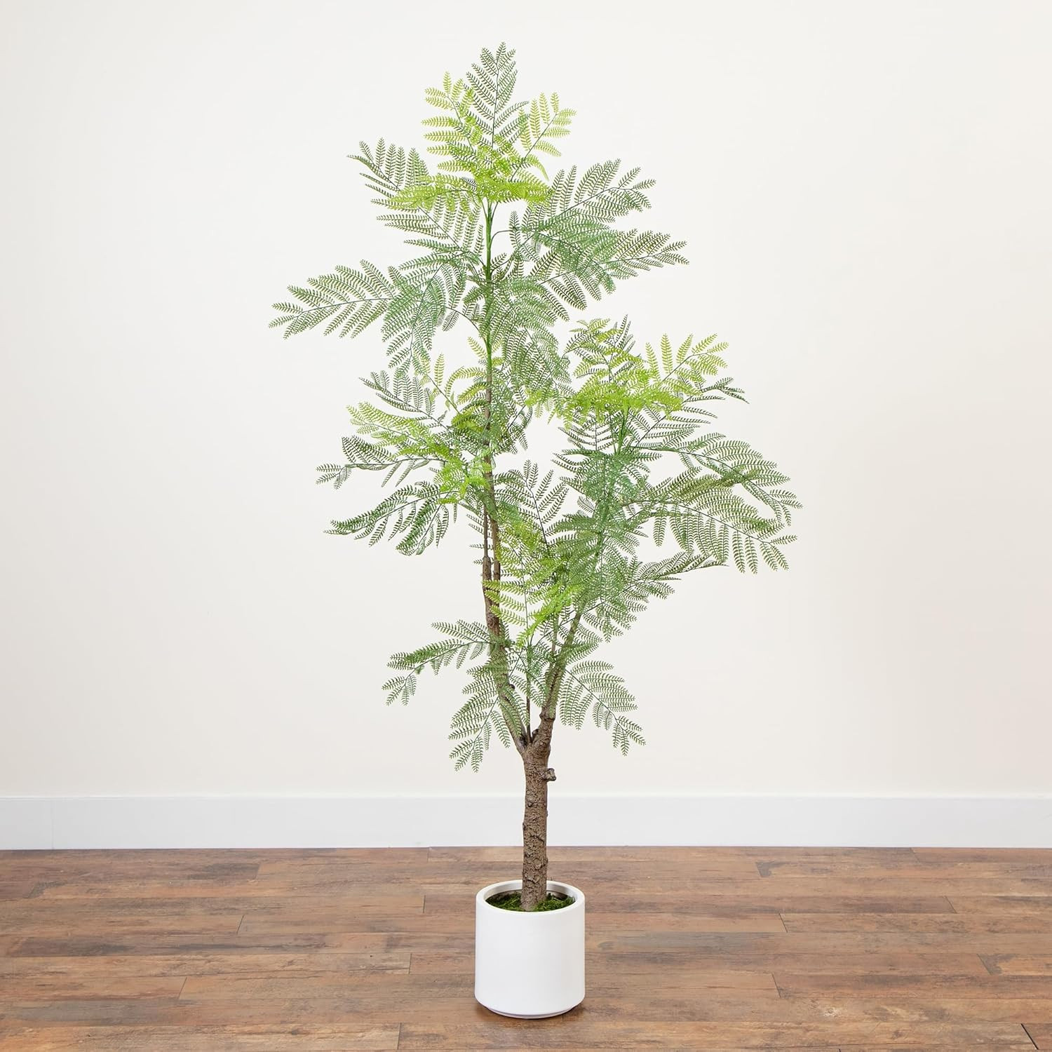 6Ft Jacaranda Artificial Tree in White Decorative Planter – Bendable Branches