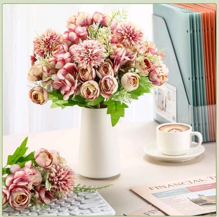 Tigeen 11 Bundles Peonies Artificial Flowers Faux Roses Silk Flowers