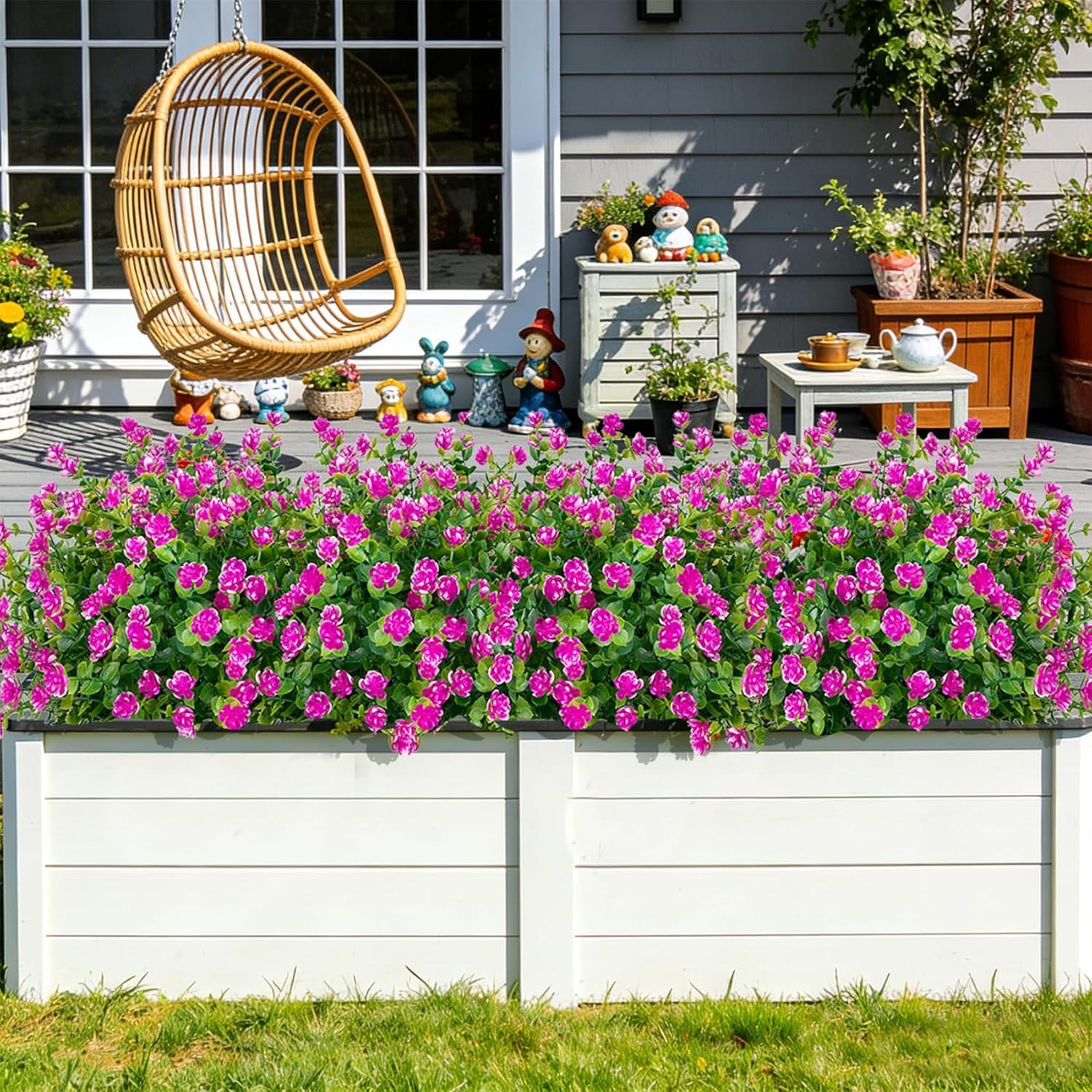 20 Bundles Artificial Flowers for Outdoors Decoration UV Resistant Faux Flowers