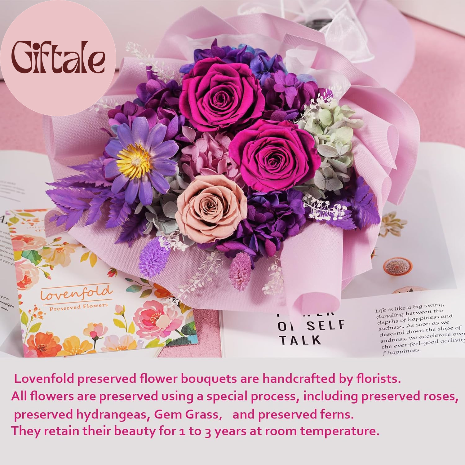 Preserved Flowers for Delivery, Purple Rose Bouquets That Last 1-3 Years, Birthd