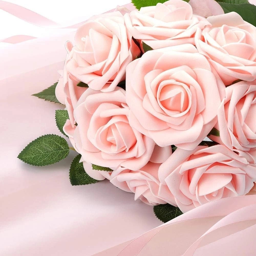 50 Blush Pink Foam Artificial Roses – Perfect for DIY Wedding Decor & Crafts