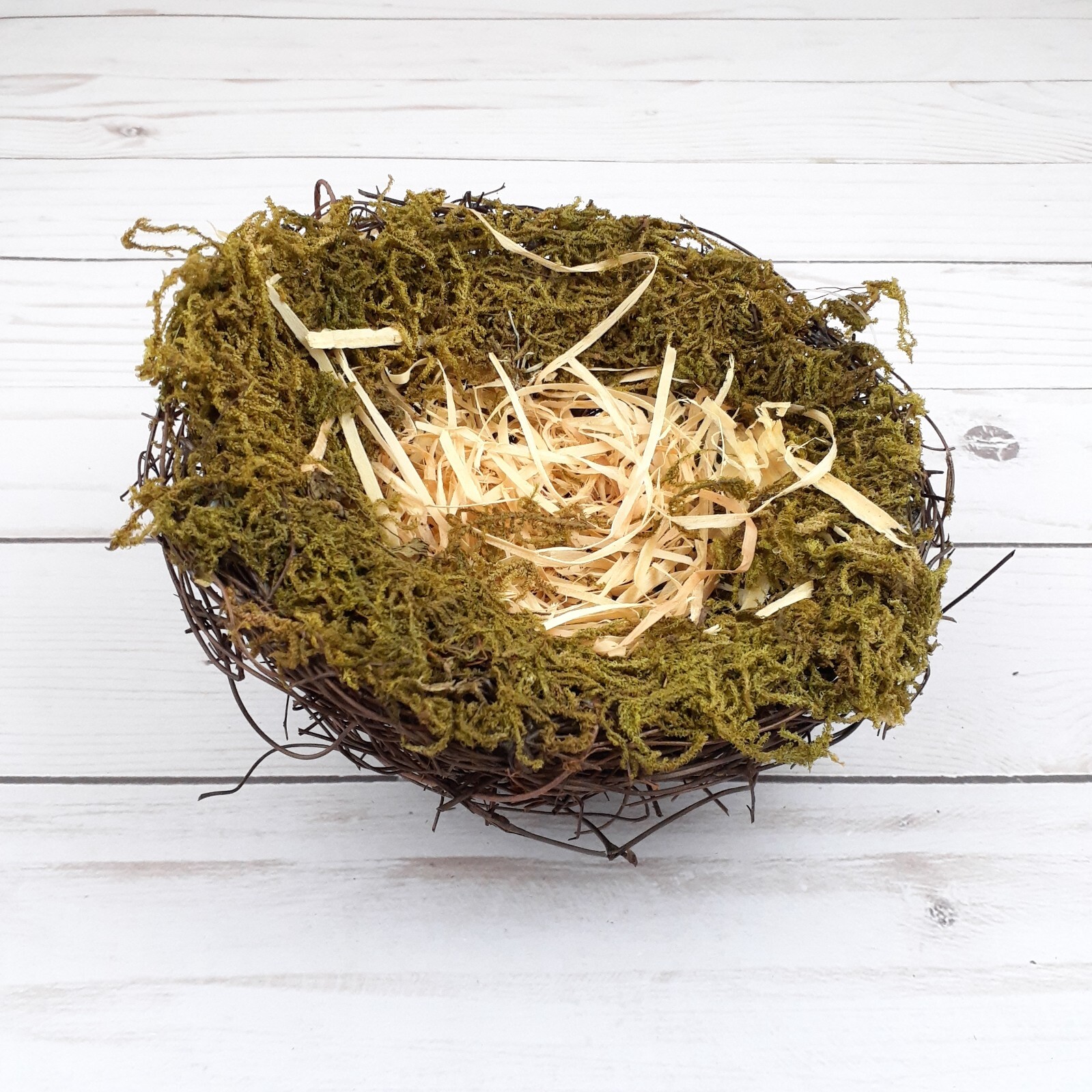 Grapevine Bird Nest with Moss Natural Fiber 6 inch