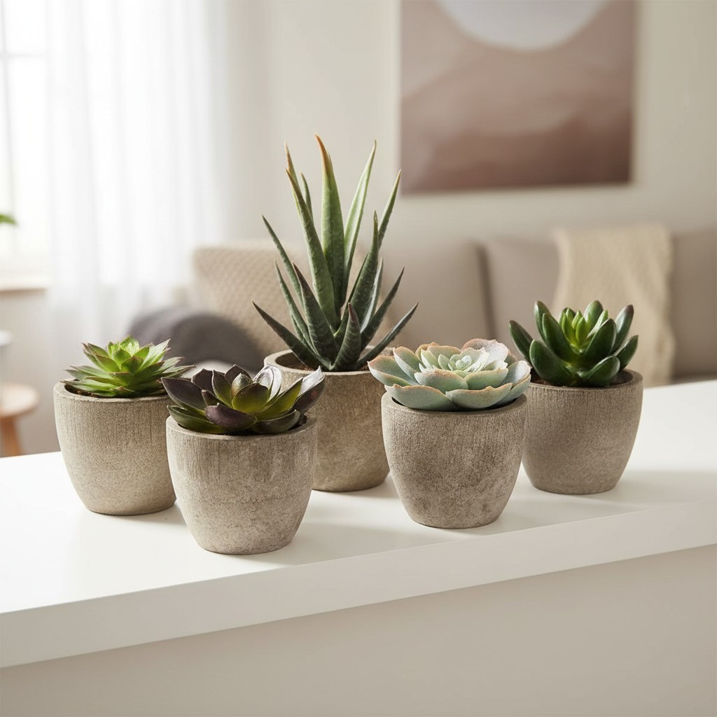 Vibrant Faux Cacti – Set of 5 Artificial Succulent Plants for Housewarming Gifts