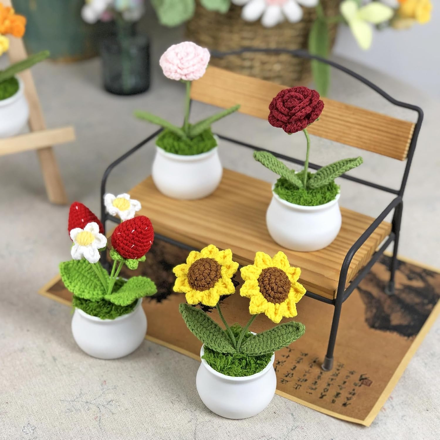 Crochet Flowers Cute Rose Gifts for Girlfriend, Boyfriend Valentines Birthday Gi