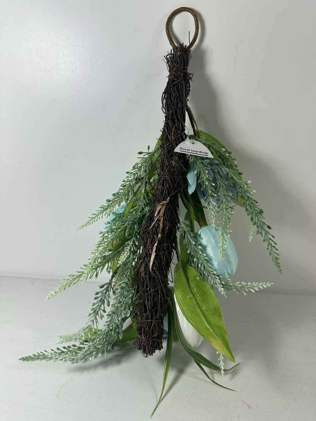 Floral Teardrop Artificial Tulips 1pc Hanging Blue White Decoration Display