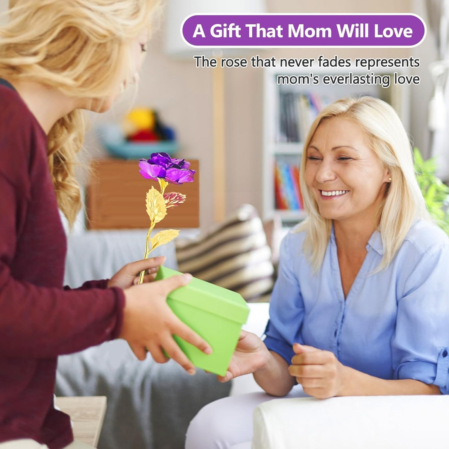 24K Golden Rose, Artificial Rose Flower Gift for Her with Luxury Gift Box Gre…