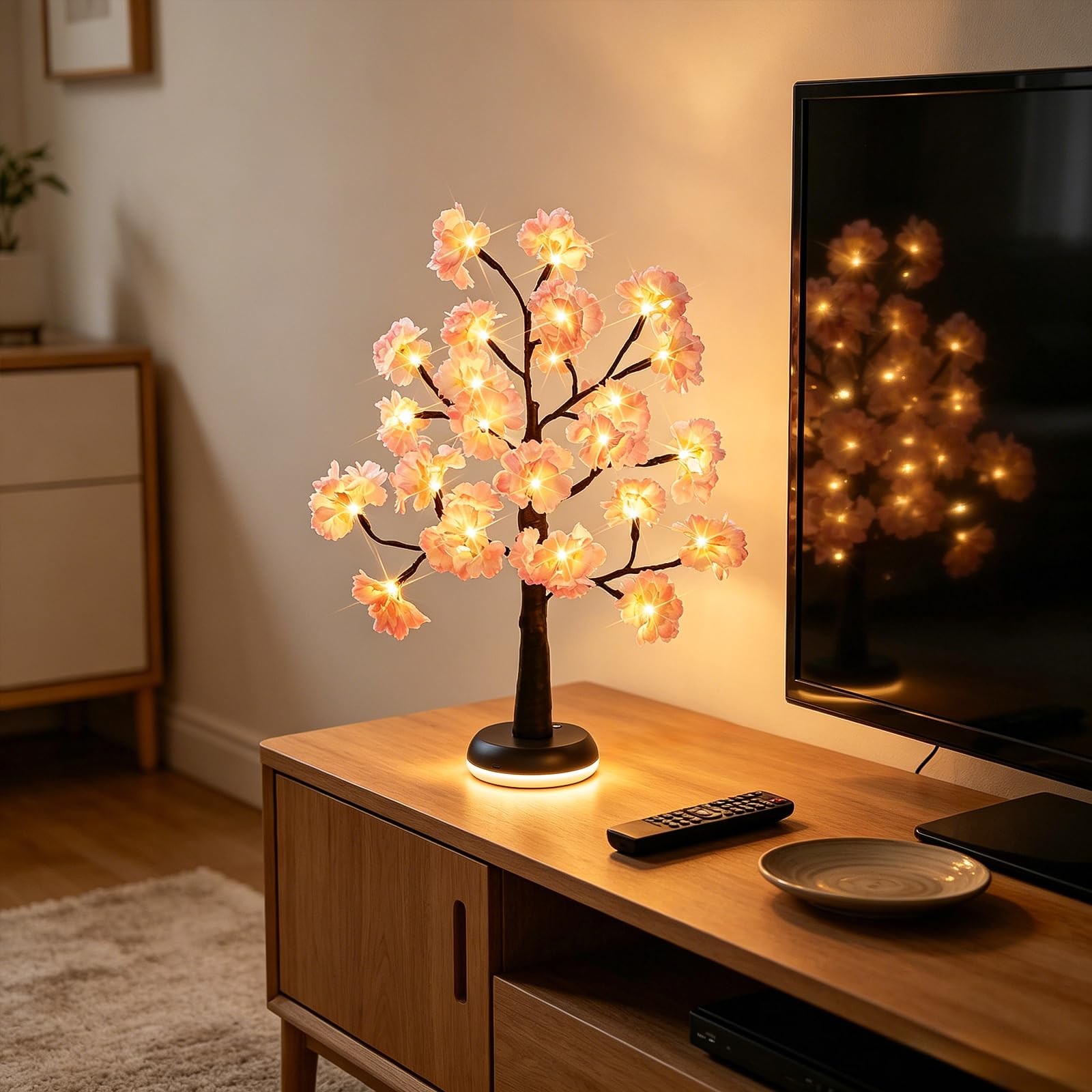 Artificial Cherry Blossom Tree Lights: 23IN Lighted Cherry Blossom Tree with …