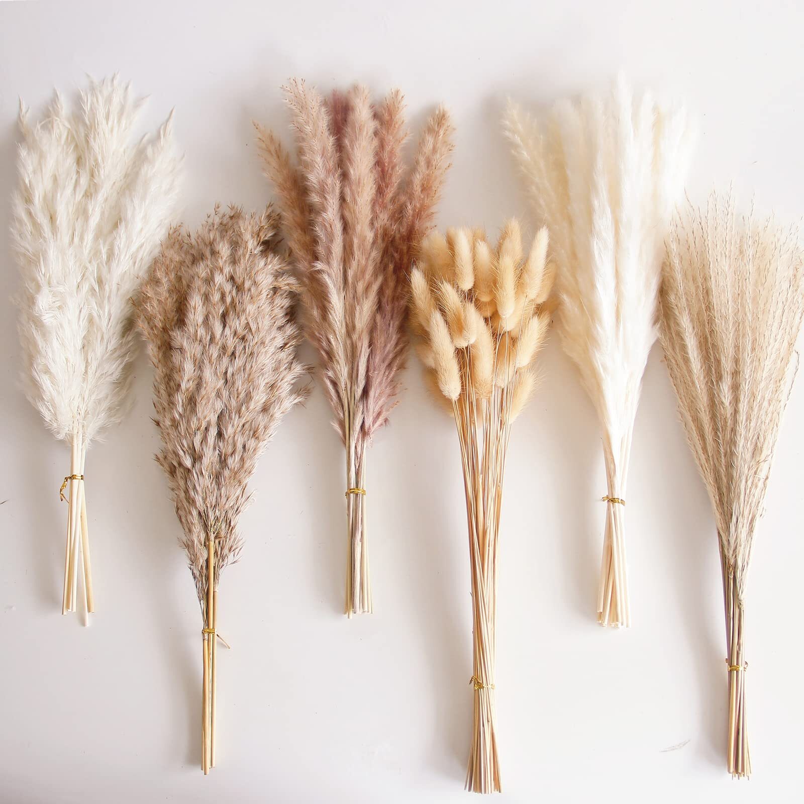 110 PCS Dried Pampas Grass Bouquet, Boho Table Decor Dried Flowers for Wedding