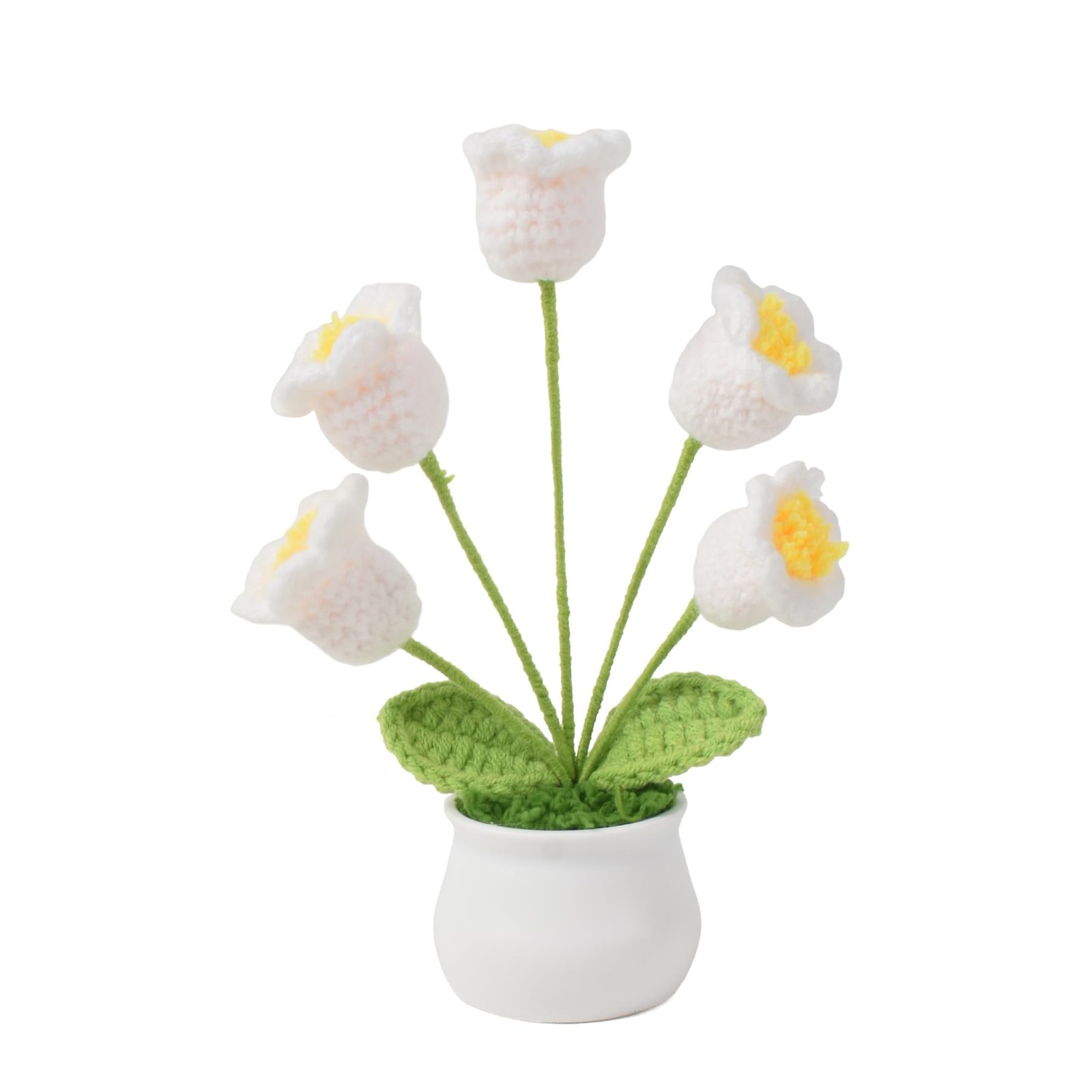 Crochet Lily of the Valley, Handmade Mini Crochet Flowers Knit Potted Plant f…