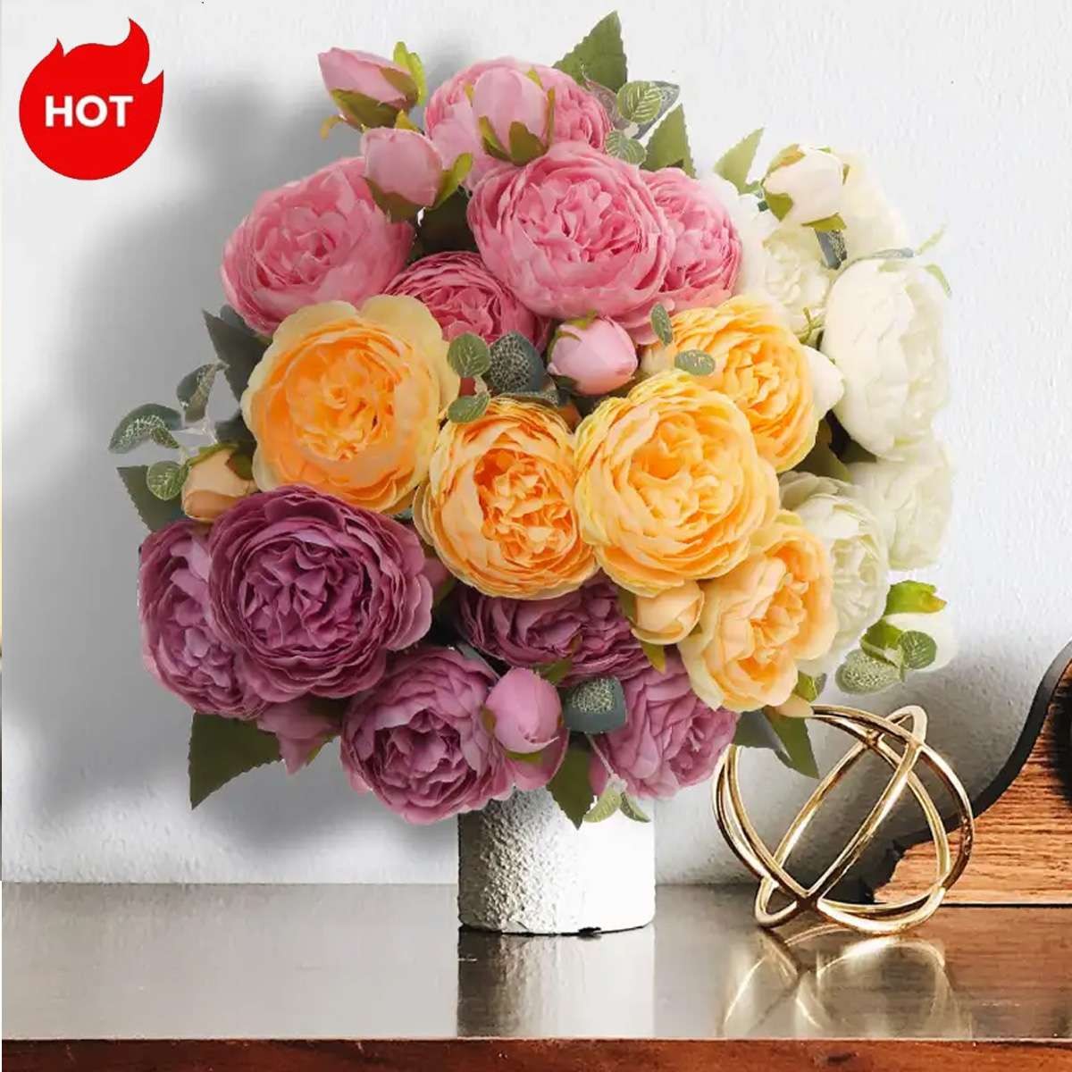 1-4 Bundles Large Peony Fake Artificial Flowers Bouquet For Wedding Home Decor