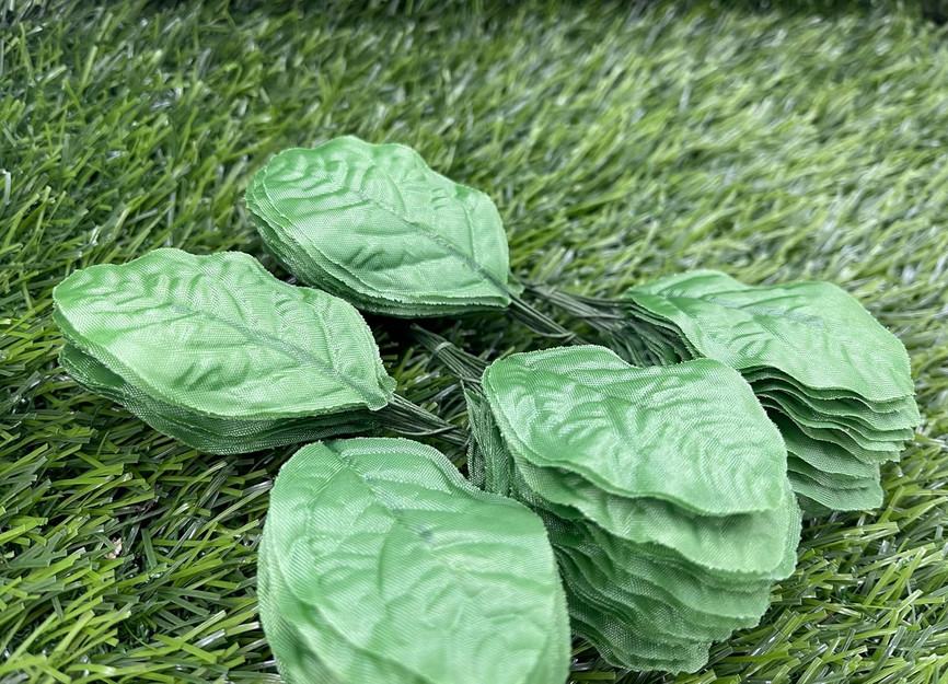 Fake Leaves Jasmine Leaves Fabric Artificial Leaf with Wire Stem Clips Size#0