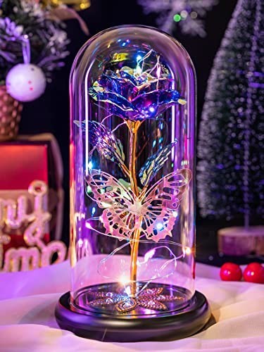 Eternal Glass Rose with Butterfly – Valentine’s Day Gift for Her, Birthday Gift