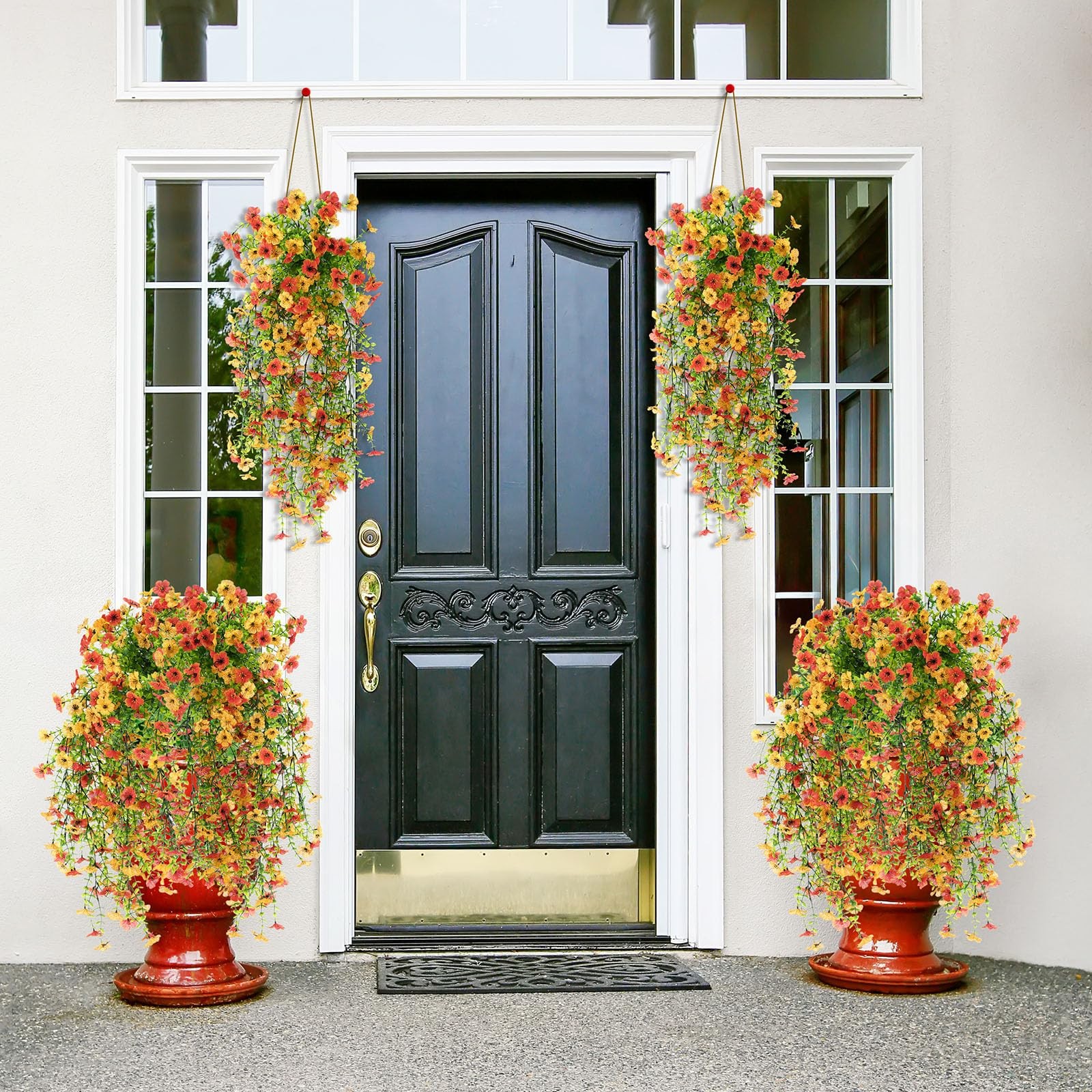 4 Pcs 30In Artificial Hanging Flowers for Outdoor Planter 156 Branches Traili…